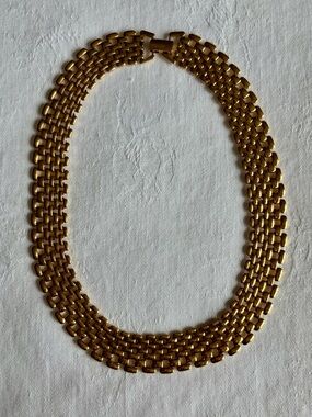 Vintage NAPIER Gold Tone Panther Link 16” Choker Necklace Cleopatra Style Formal